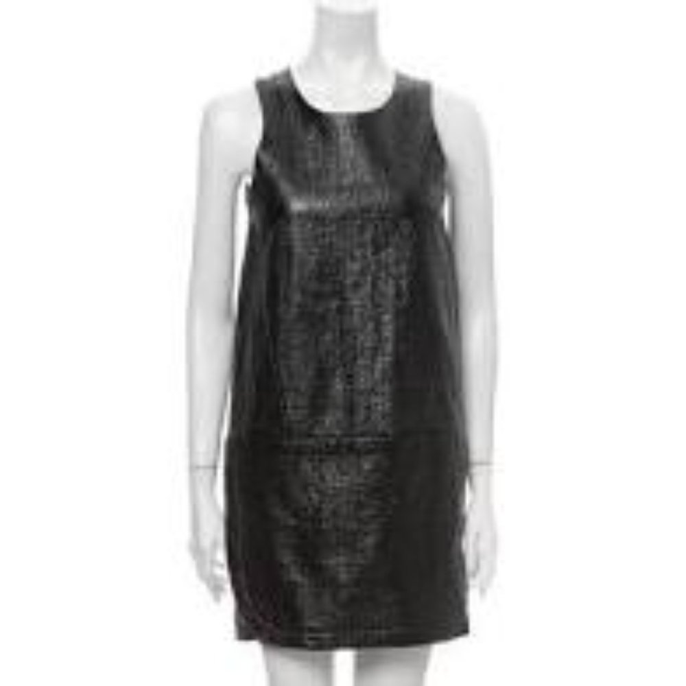 TIBI Faux Patent Leather‎ Mod Madmen Mini Dress 60’s inspired sz 4